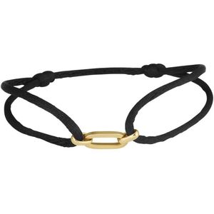 Armband - Zwart - Satijn - 14K Goud - Rubber/Nylon/Leer