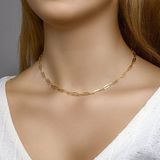 Collier - Paperclip - Platte Buis - Zilver Verguld - 3,7 mm