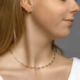 Collier - Paperclip - Platte Buis - Zilver Verguld - 3,7 mm