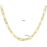 Collier - Paperclip - Platte Buis - Zilver Verguld - 3,7 mm