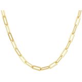 Collier - Paperclip - Platte Buis - Zilver Verguld - 3,7 mm