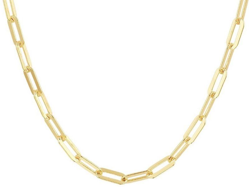 Collier - Paperclip - Platte Buis - Zilver Verguld - 3,7 mm