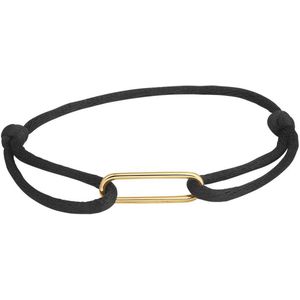 Armband - Zwart - Satijn - 14K Goud - Rubber/Nylon/Leer