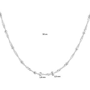 Zilver - Gerhodineerde Collier - Singapore - Bolletjes - 925 Zilver
