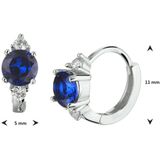 Zilver - Klapoorringen - Gerhodineerd - Synthetisch Saffier - 11x5mm