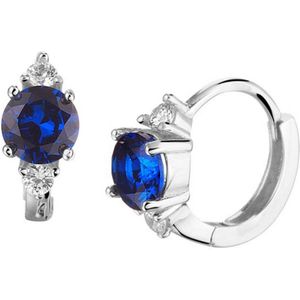 Zilver - Klapoorringen - Gerhodineerd - Synthetisch Saffier - 11x5mm