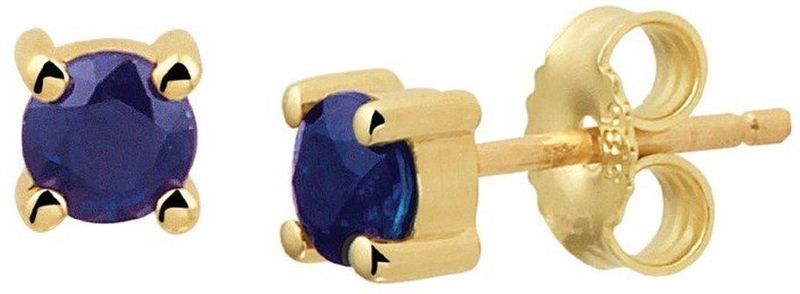 Oorknopjes - Geelgoud 14K - Saffier - 4x4 mm