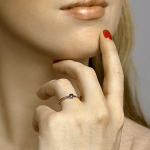 Ring Saffier - 14K Geelgouden Ring - Gepolijst - Dames