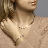 Collier - Paperclip Platte Buis - 14k Geelgouden en 925 Zilveren Ketting - 5,7 Mm - 45 Cm