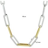 Collier - Paperclip Platte Buis - 14k Geelgouden en 925 Zilveren Ketting - 5,7 Mm - 45 Cm