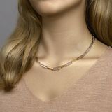 Collier - Paperclip Platte Buis - 14k Geelgouden en 925 Zilveren Ketting - 5,7 Mm - 45 Cm