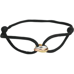 Goud - Armband - Tricolor - Satijn - Zwart - 14k