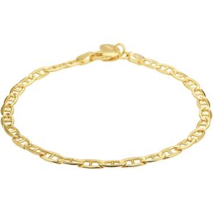 Goud - Armband - Zilveren Kern - Anker 4 - 21 cm