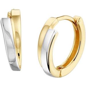 Klapoorringen - Bicolor - 14K Geelgoud - 12x3.8mm