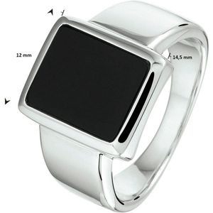 Zegelring Onyx 12 X 10Mm Zilver Gerhodineerd