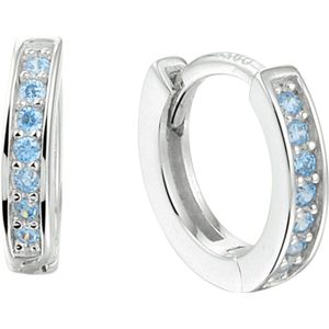 Klapoorringen - Blauw - Zirkonia - Zilver - Gerhodineerd