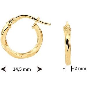 Zilgold - Oorringen Gedraaide Buis - Geel met Zilverkern - 14k Goud