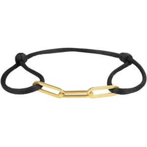 Zwarte Satijnen Armband met Goudkleurige Schakels