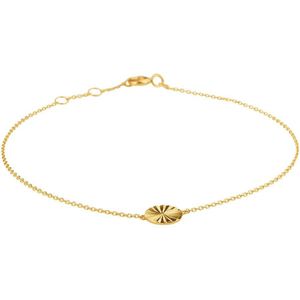 Gouden Armband - 14 Karaats Geelgoud - Rond Plaatje ter Decoratie - Anker Schakels