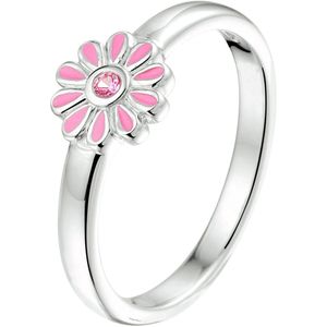 ring bloem roze zirkonia zilver gerhodineerd 1333127