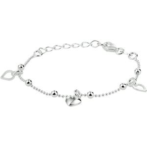 Armband - Zilver - Gerhodineerd - Hartjes - 13 + 3 cm