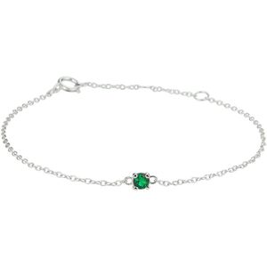 Zilveren Armband - Nano Groene Synthetische Steen - 925 Sterling Zilver - Dames