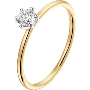 Ring - Bicolor - 14K Goud - Geel/Wit - Diamant 0.245ct H SI