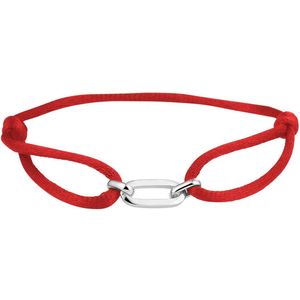 Armband - Bordeaux Rood - 925 Zilveren Element - Gerhodineerd - Draaglengte 13 tot 26 cm