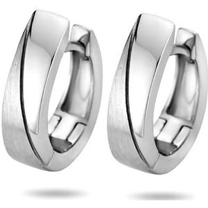 Zilver - Gerhodineerde Klapoorringen - Poli/Mat - 15x4mm