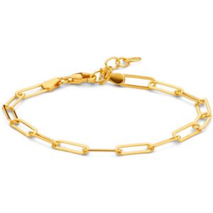 Zilver Verguld - Armband Paperclip - Zilver - 925 Zilver - 16cm met Extensie