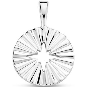 Zilver Gerhodineerde hanger rondje gediamanteerd 1333690