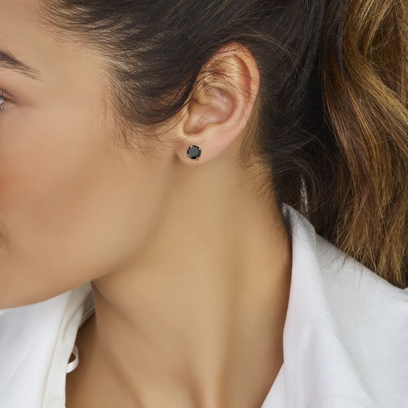 Oorknopjes - Zwart Zirkonia - 14k Geelgouden Oorknoppen - Diameter 4mm