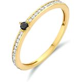 Ring Zwart En Wit Zirkonia 14K Geelgoud