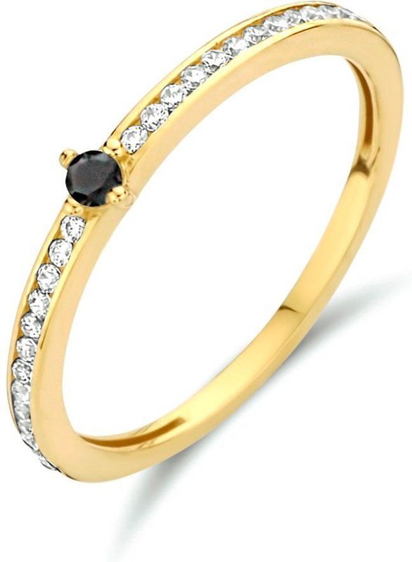 Ring Zwart En Wit Zirkonia 14K Geelgoud