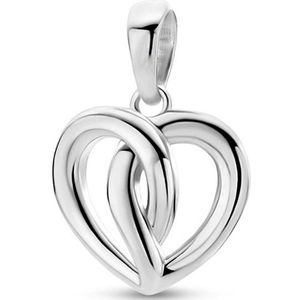 Zilver - Gerhodineerde Hanger - Hart - 1.7 cm hoog - 12 mm breed