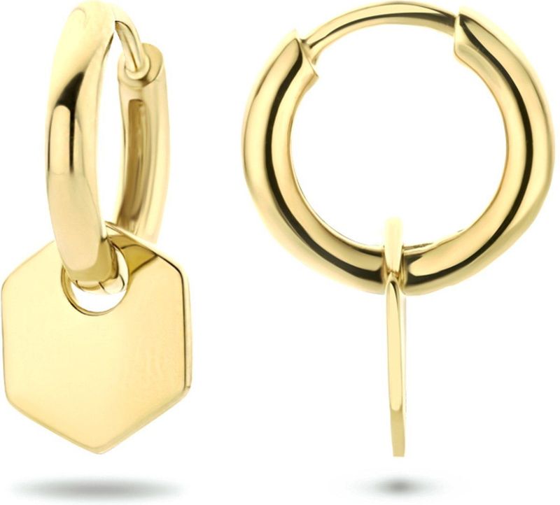 Klapoorringen - Zeshoek - Zilver - Verguld - 12.5 mm