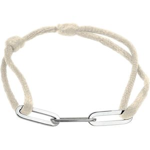 Armband Satijn Zilver Gerhodineerd Met Rubber/Nylon/Leer