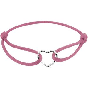 Zilver Gerhodineerde Armband satijn hartje 1800901