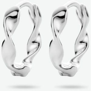Zilver Gerhodineerd Klapoorringen Gedraaid 1334141