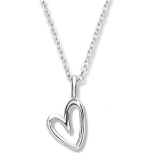 Collier - Gerhodineerd - Hart - 41 + 4 cm - 925 Zilver
