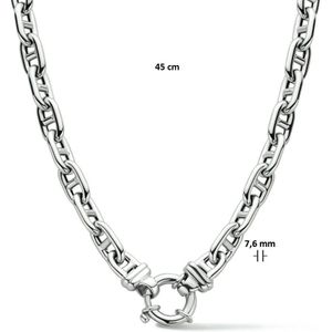 Collier - Gerhodineerd - 925 Zilveren Anker Collier - 7,6 Mm - 45 Cm - Groot Springslot