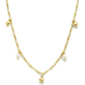 Collier - Geelgoud op 925 Zilveren Collier - 40 cm - Met Zoetwaterparels