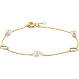 Armbanden - 14K Geelgoud - Armband met Parels en Rondjes - Draaglengtes 16,5 - 17,5 - 18,5 cm