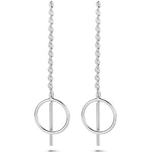Zilver Gerhodineerd Doortrekoorbellen Rondje 1334843