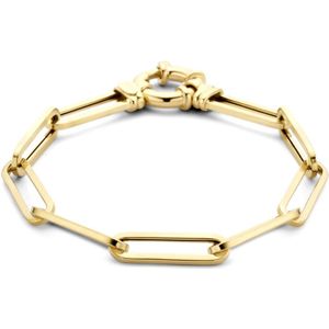 Armband Paperclip Vierkante Buis 6,0 Mm 19 Cm Met Groot Springslot 14K Geelgoud