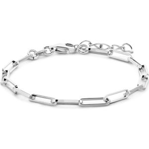 Armband - Zilver - Paperclip - 15,5 + 2,5 cm - Gerhodineerd