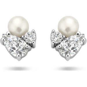 Zilveren oorknoppen parel en zirkonia - PSN1335385