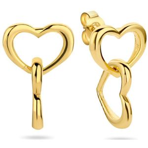 Oorhangers - Hartjes - 13 mm - 1 Micron Zilver Verguld - Geel