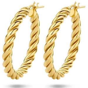 Zilver Verguld (Geel) Oorringen Gedraaid 1 Micron 2102619