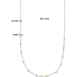 zilver verguld (tricolor geel/rosÃ©/rhodium) collier bolletjes gediamanteerd tricolor 3,0 mm 40 + 4 cm 2300032